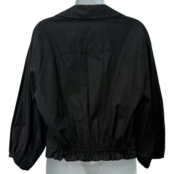 Cara Cara Black Cropped Collared Button Down Hutton Half Sleeve Top size XS - Picture 7 of 14